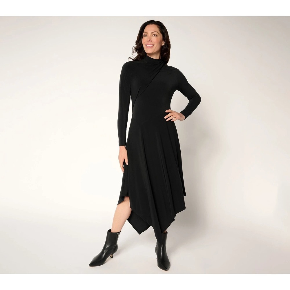 Me by Jennie Garth Regular Asymmetrical City Midi Dress Black LP NWOT Miniamlist